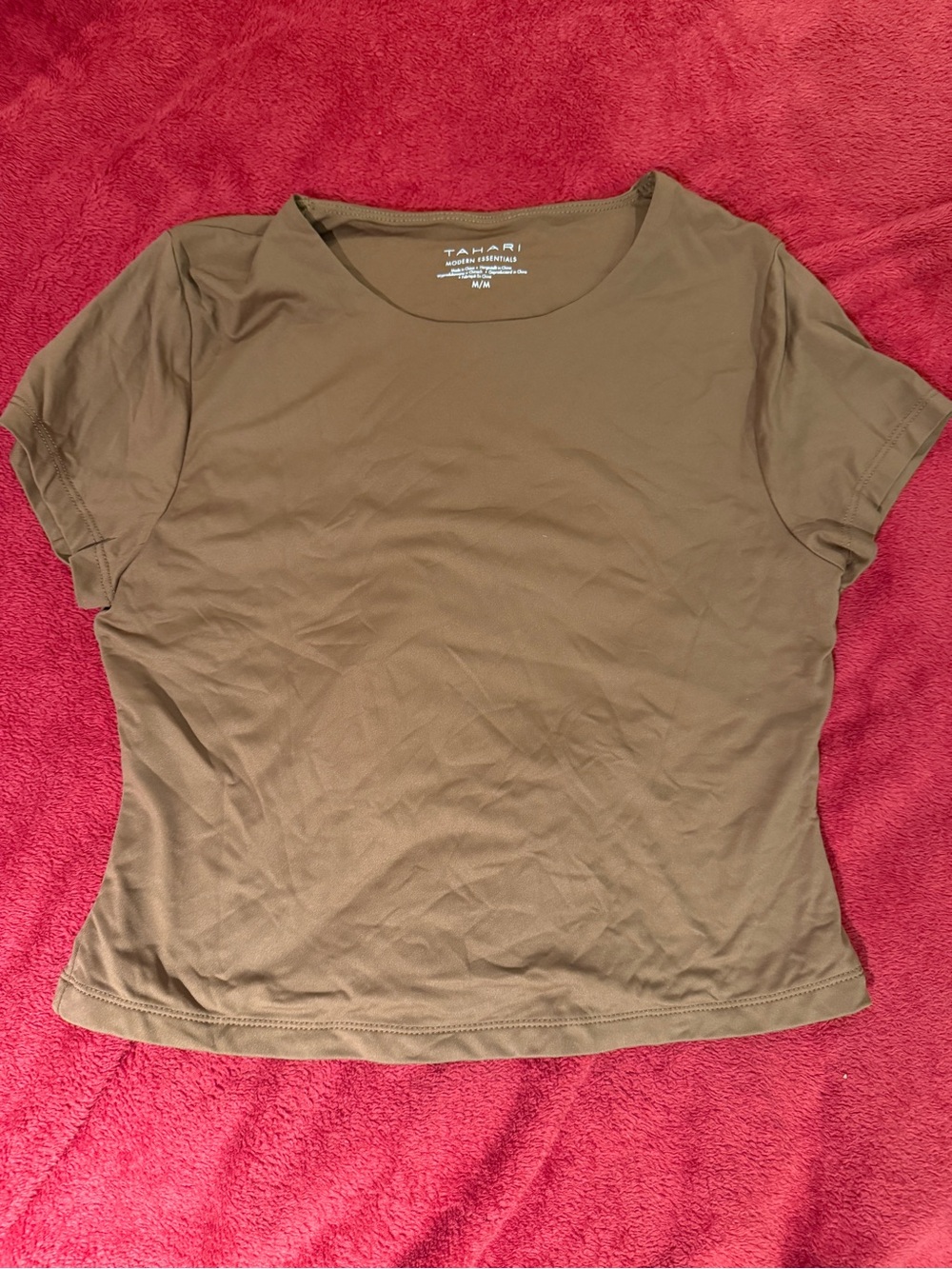 Tahari Brown Short Sleeve Scoop Neck Tee